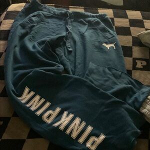 PINK Victoria's Secret Teal Wide Leg Pants